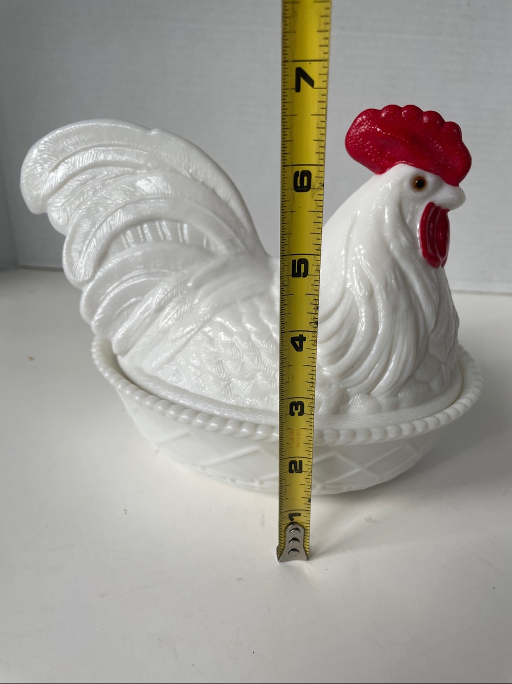 Vintage Westmoreland Milk Glass Rooster "Big Daddy" Hen On nest - Picture 12 of 13